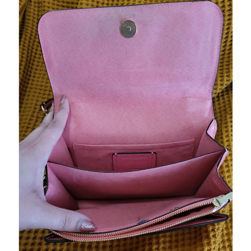 RARE Coach Mini Vintage Rose Print Klare Crossbody Wallet Cardholder SET GUC - Picture 6 of 10